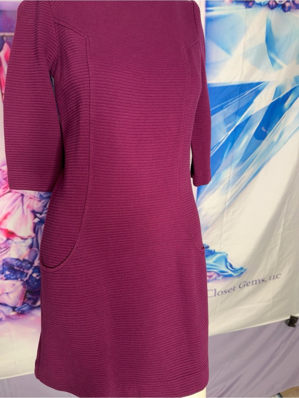 Boden Plum Textured Knit Mini Dress